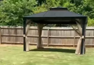 A Metal Gazebo on Grass